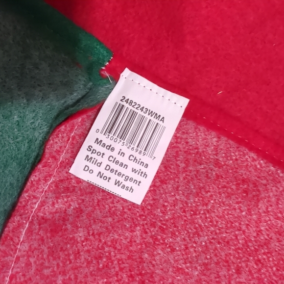 🌲Tree Skirt "HAPPY HOLIDAYS" Red Green Snowflakes Rustic Country Jute - Picture 5 of 5